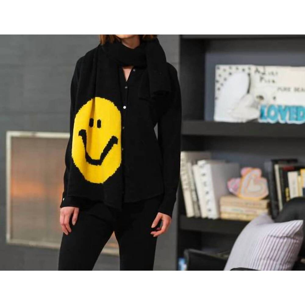 NEW KERRI ROSENTHAL smiley chunky scarf in black